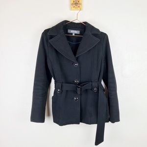 KENNETH COLE REACTION Womens Black Pea Coat